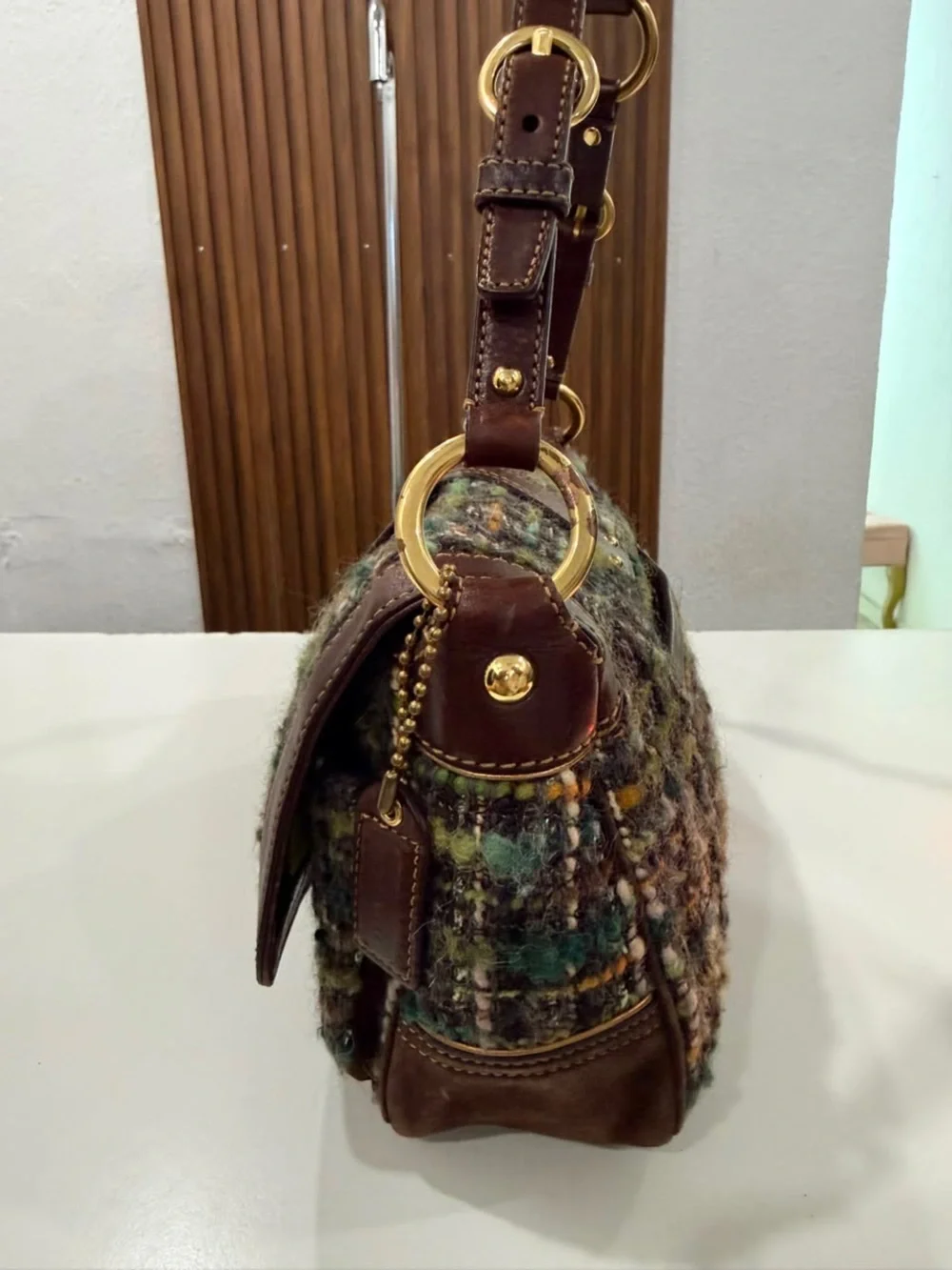 RARE Vintage Coach Leather Tweed Soho Multicolor Shoulder Bag Purse Y2K #8F18